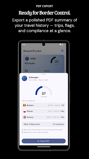 Nomad Tracker - 90/180 Rule Screenshot 3