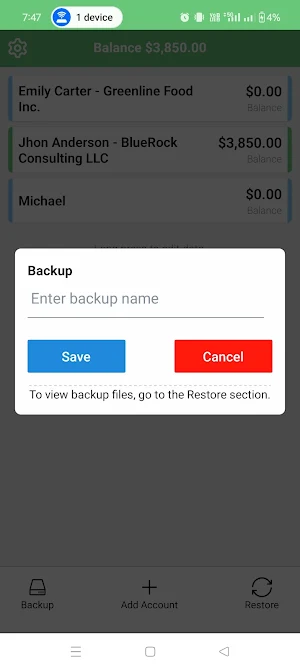 Account Manager - CashCipher Screenshot 2