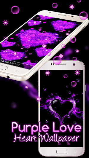 Purple Love Heart Live hd Wallpaper Screenshot 1