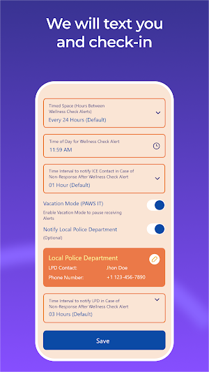 Safety Check Ins, Paws QuiVive Screenshot 1