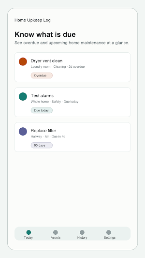 Home Upkeep Log Screenshot 0