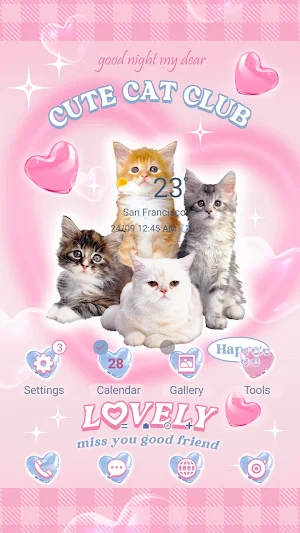 Pink Cute Cat - Wallpaper Screenshot 0