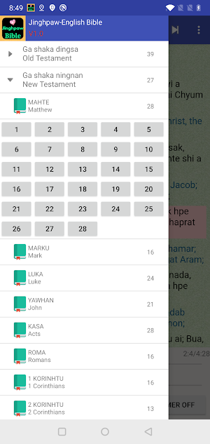 English Jinghpaw Tedim Bible Screenshot 1