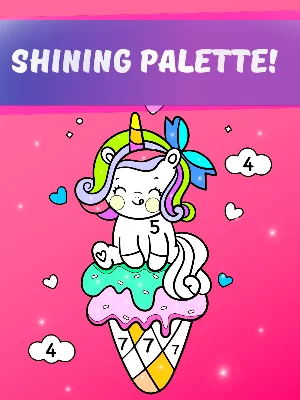 Rainbow Unicorns Coloring Book by Numbers Screenshot 0