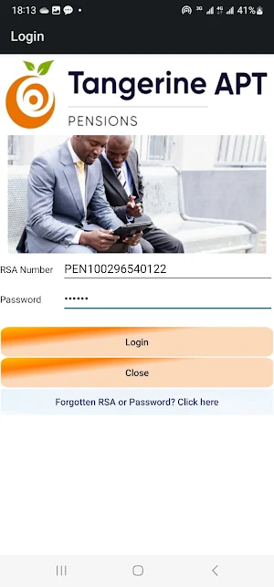 Tangerine APT Pensions Screenshot 1