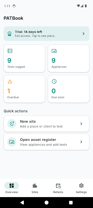 PAT Testing Log & Cert Screenshot 0