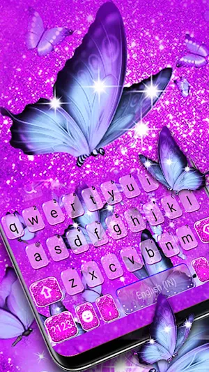 Purple Butterfly Keyboard Background Screenshot 1
