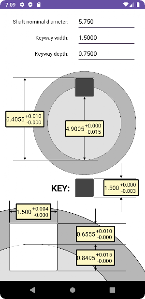 Keyway & Tolerances Calculator Screenshot 3