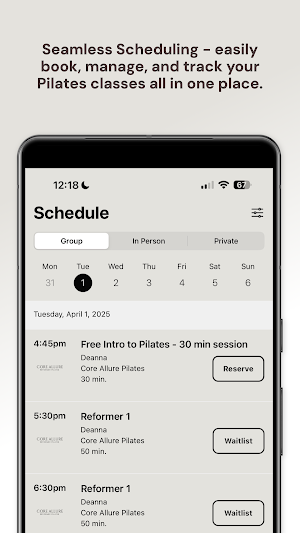 Core Allure Pilates Screenshot 2