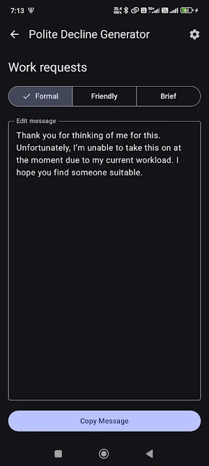 Polite Decline Generator Screenshot 1