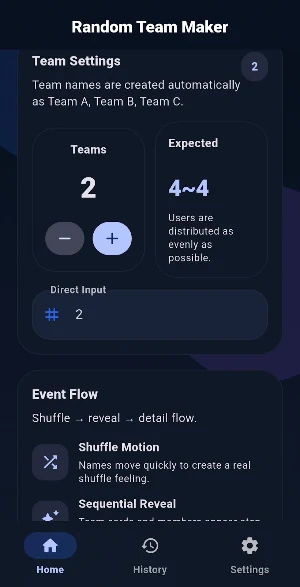 Random Team Generator Screenshot 1