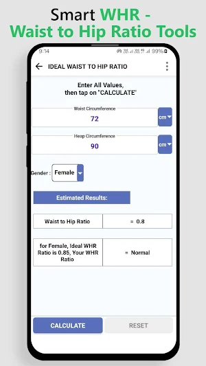 WHR - Waist to Hip Ratio Screenshot 1