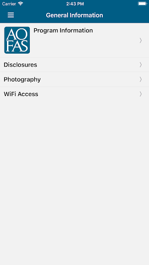 AOFAS Meetings Screenshot 2