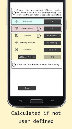 Sheet metal bending calculator Screenshot 3