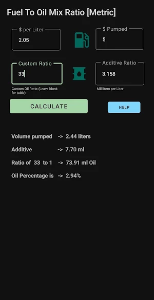 Fuel to Oil Mix Calculator Screenshot 2