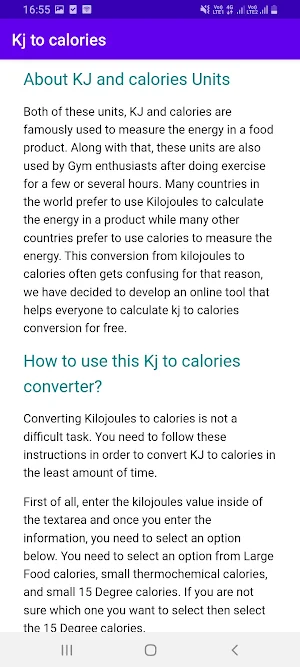 KJ to Calories Screenshot 2