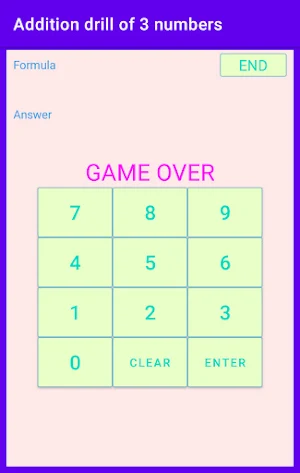 Addition drill of 3 numbers Screenshot 3