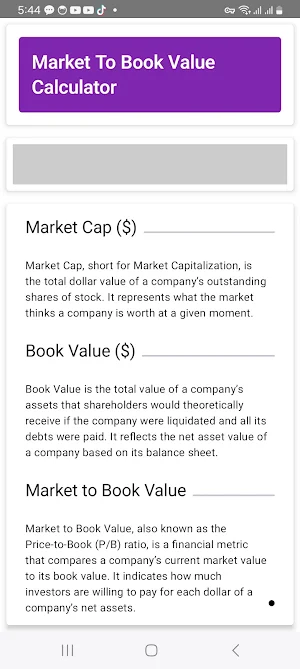 MTBV Calculator Screenshot 1