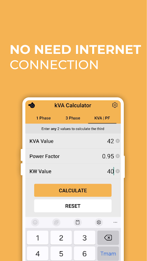 kVA Calculator kVA to Kw to Pf Screenshot 1