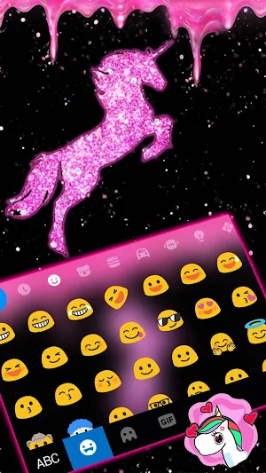 Pink Glitter Unicorn2 Keyboard Theme Screenshot 2