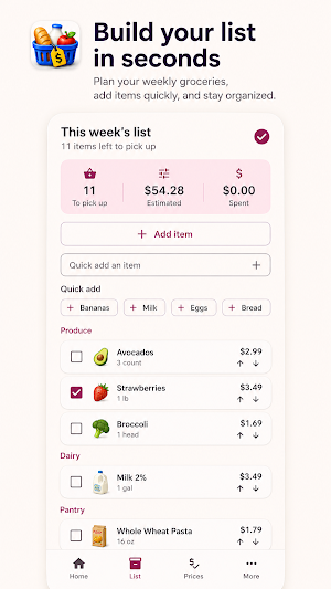 Grocery List Price Tracker Screenshot 0