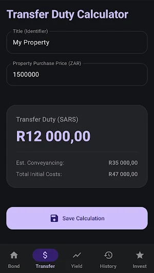 SA Bond & Property Calculator Screenshot 3