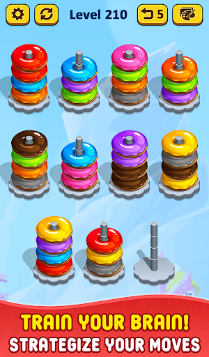 Donut Hoop Stack 3d - Color Sort Puzzle Game Screenshot 1