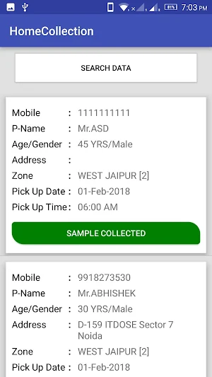 Wellness Sample Collection Screenshot 1