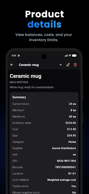 Simple Stock Control Screenshot 2