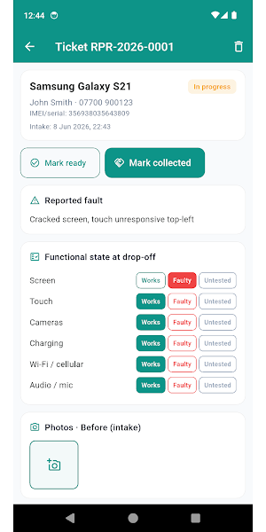 RepairProof: Phone Repair Log Screenshot 1