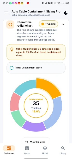 Auto Cable Containment Sizing Screenshot 1
