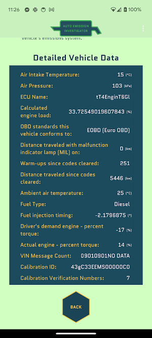 Auto Emission Investigator Screenshot 2