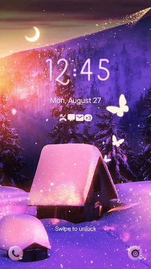 Winter Sunset Moon - Wallpaper Screenshot 1