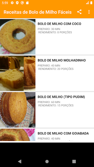 Receitas de Bolo de Milho Fáceis Screenshot 1