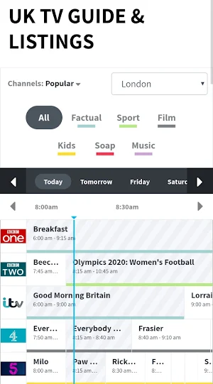 UK TV Guide (1000+Channels) Screenshot 1