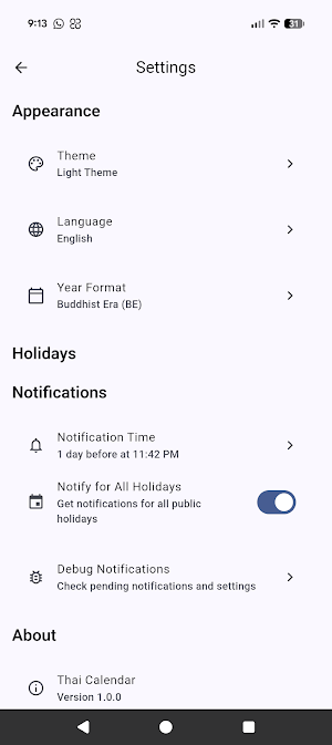 Thai Calendar Screenshot 2