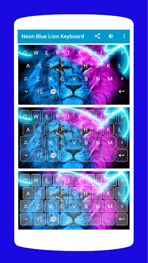 Neon Blue Lion Keyboard Theme Screenshot 0