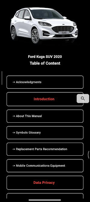 My Car User Manual Ford Kuga Screenshot 1