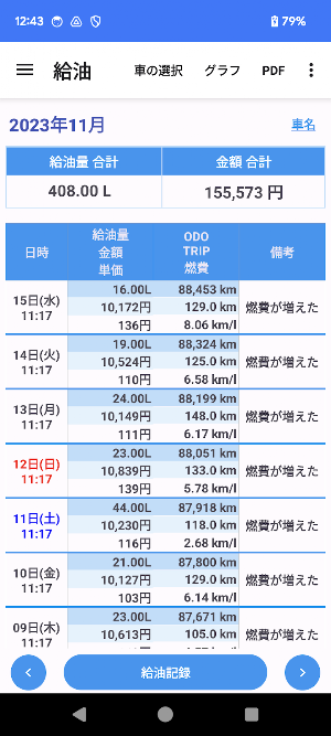 給油 記録帳 Screenshot 0