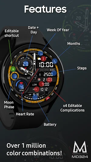 MD324 Hybrid watch face Screenshot 3