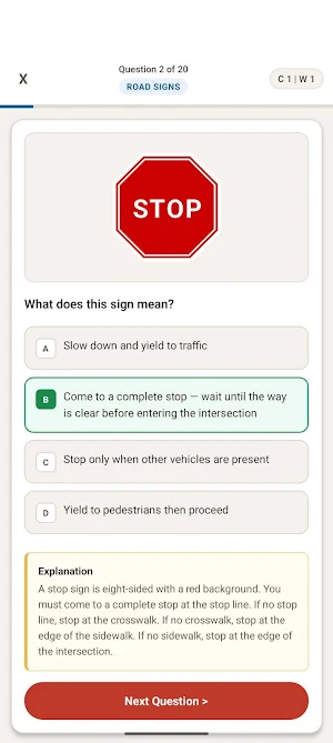Ontario G1 Practice Test Screenshot 2
