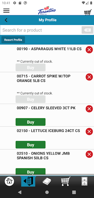 Tarantino Foods Checkout App Screenshot 1