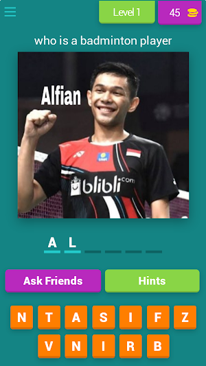 guess the badminton player Screenshot 0