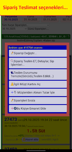 Süt Sipariş Takip Yönetim pro Screenshot 2