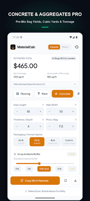 MaterialCalc: Build & Waste Screenshot 1