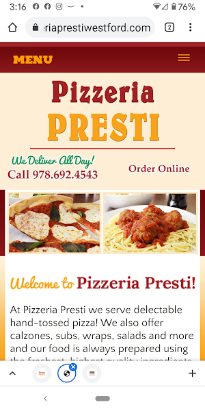 Pizzeria Presti Westford Screenshot 2