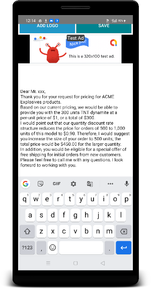 Quick PDF Letter Writer Screenshot 3