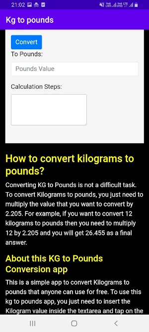 Kilograms to Pounds (KG to LB) Screenshot 1