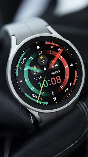 Red Circular Ring Hybrid watch Screenshot 0