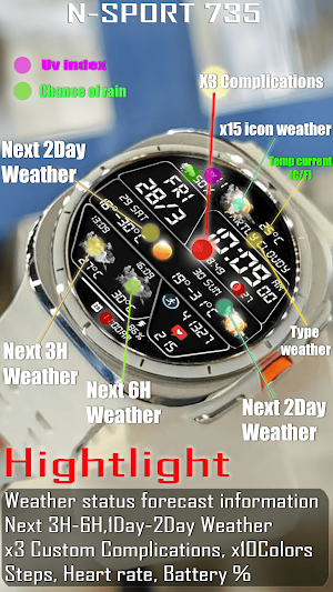 N-SPORT735 Weather Watch Face Screenshot 1